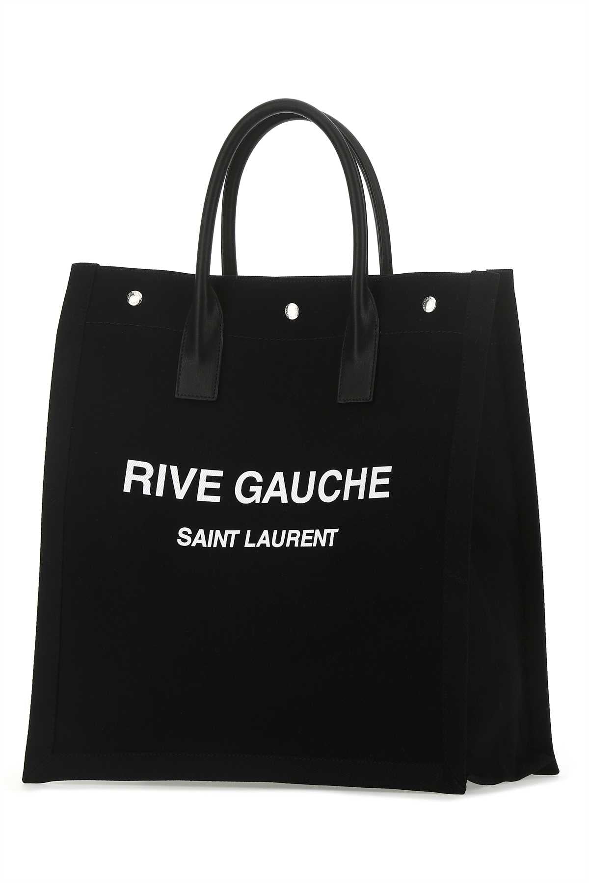 Saint Laurent Men Black Canvas Rive Gauche Shopping Bag by Luosophy
