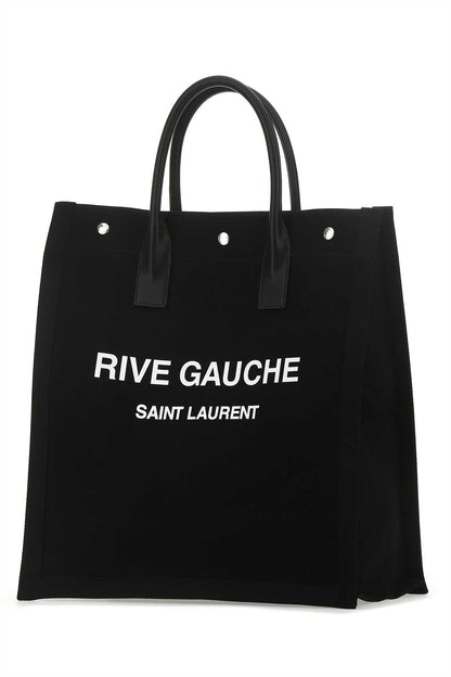 Saint Laurent Men Black Canvas Rive Gauche Shopping Bag by Luosophy