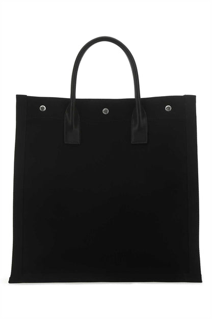 Saint Laurent Men Black Canvas Rive Gauche Shopping Bag by Luosophy