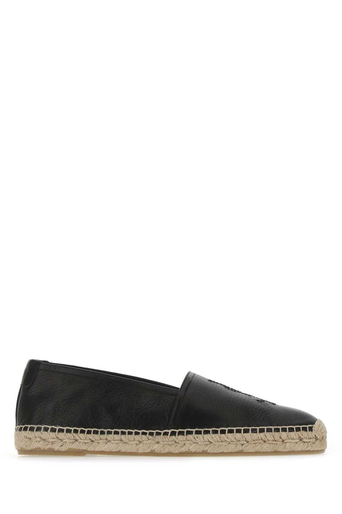 Saint Laurent Men Black Leather Monogram Espadrilles by Luosophy