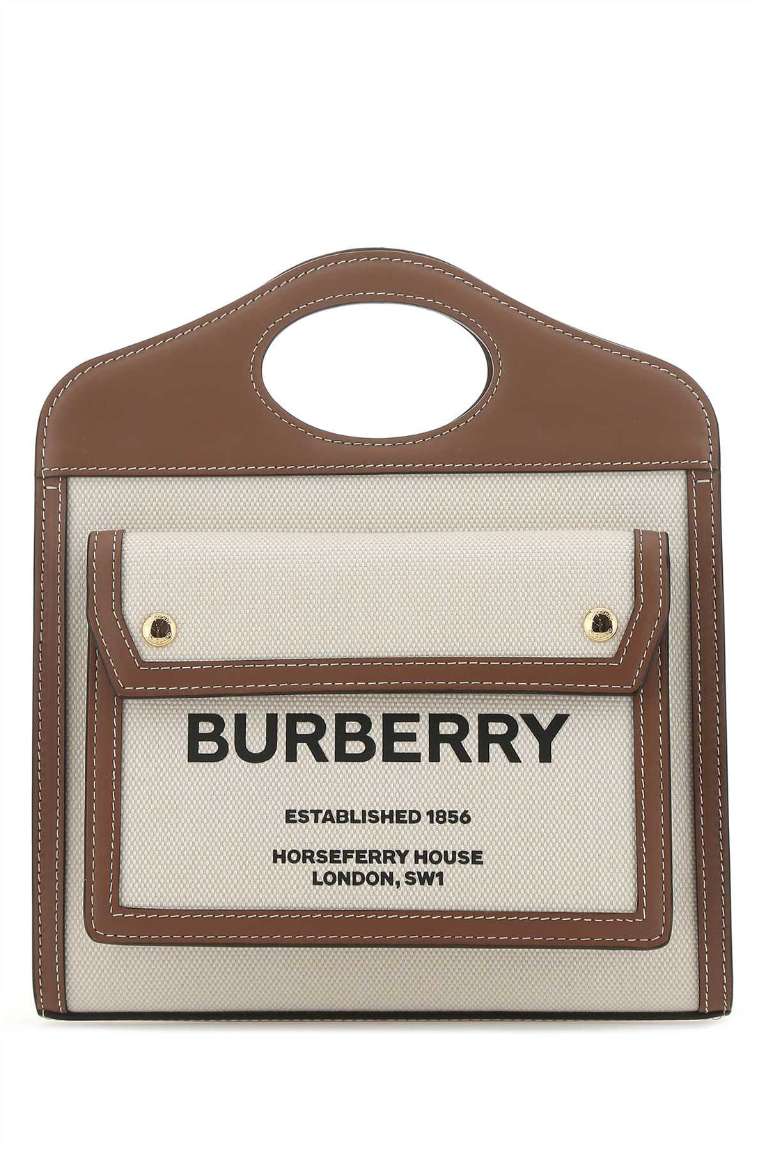 Burberry Women Two-Tone Canvas And Leather Mini Pocket Handbag by Luosophy