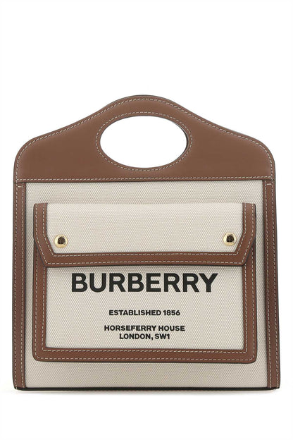 Burberry Women Two-Tone Canvas And Leather Mini Pocket Handbag by Luosophy