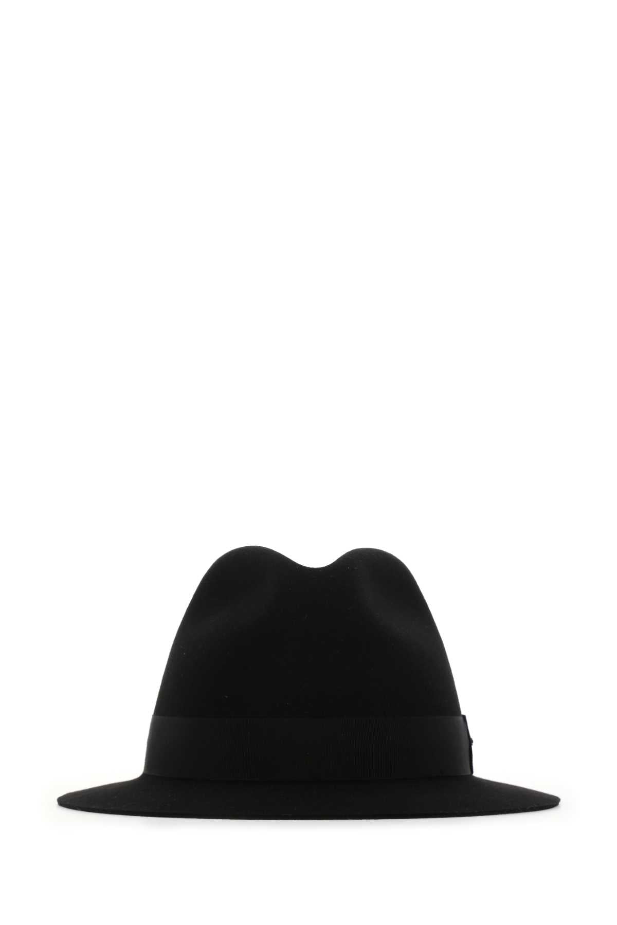 Saint Laurent Women Black Felt Fedora Hat by Luosophy