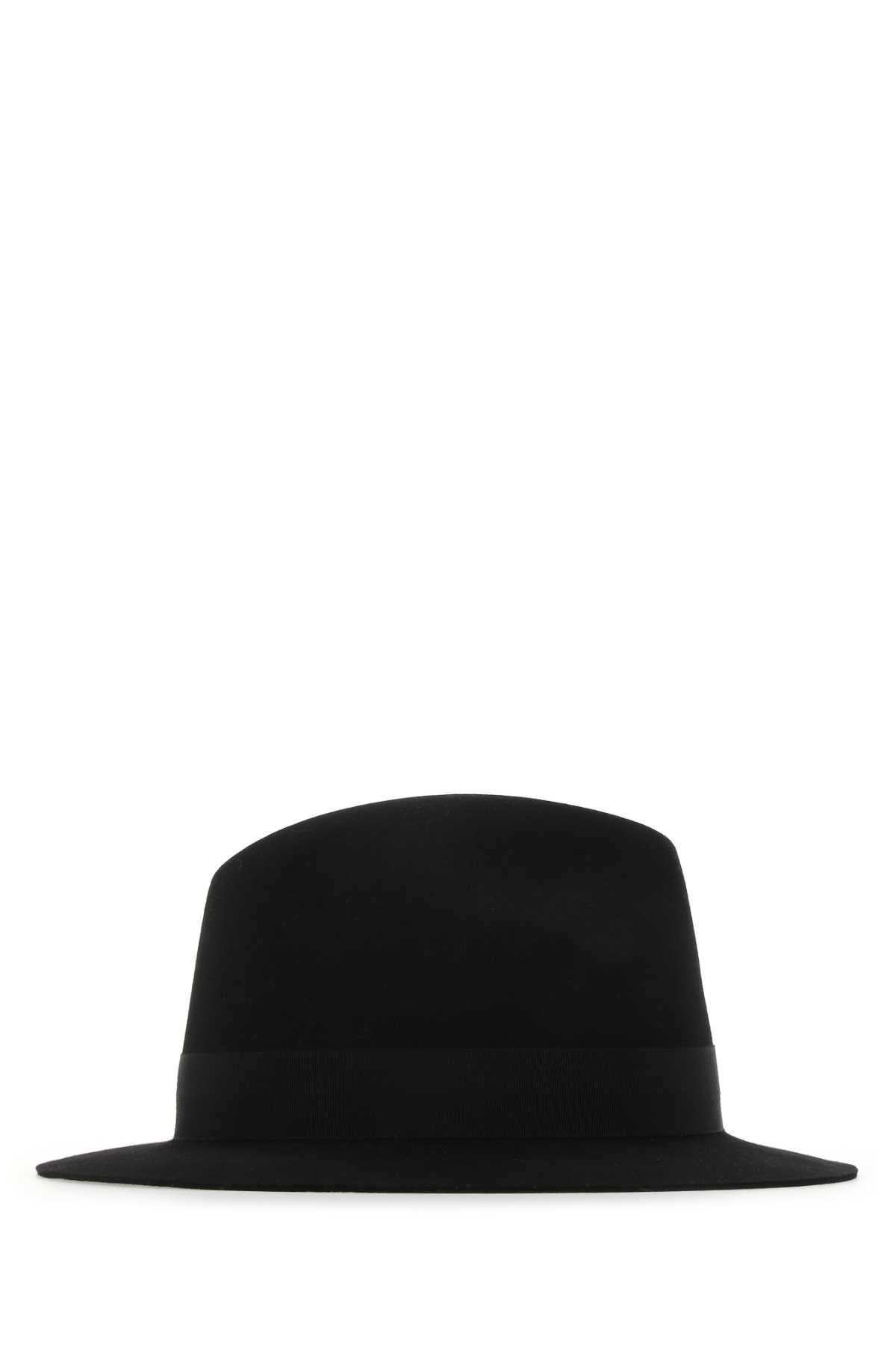 Saint Laurent Women Black Felt Fedora Hat by Luosophy