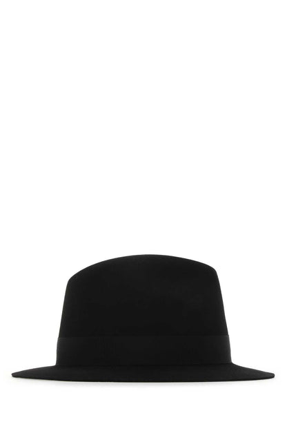Saint Laurent Women Black Felt Fedora Hat by Luosophy