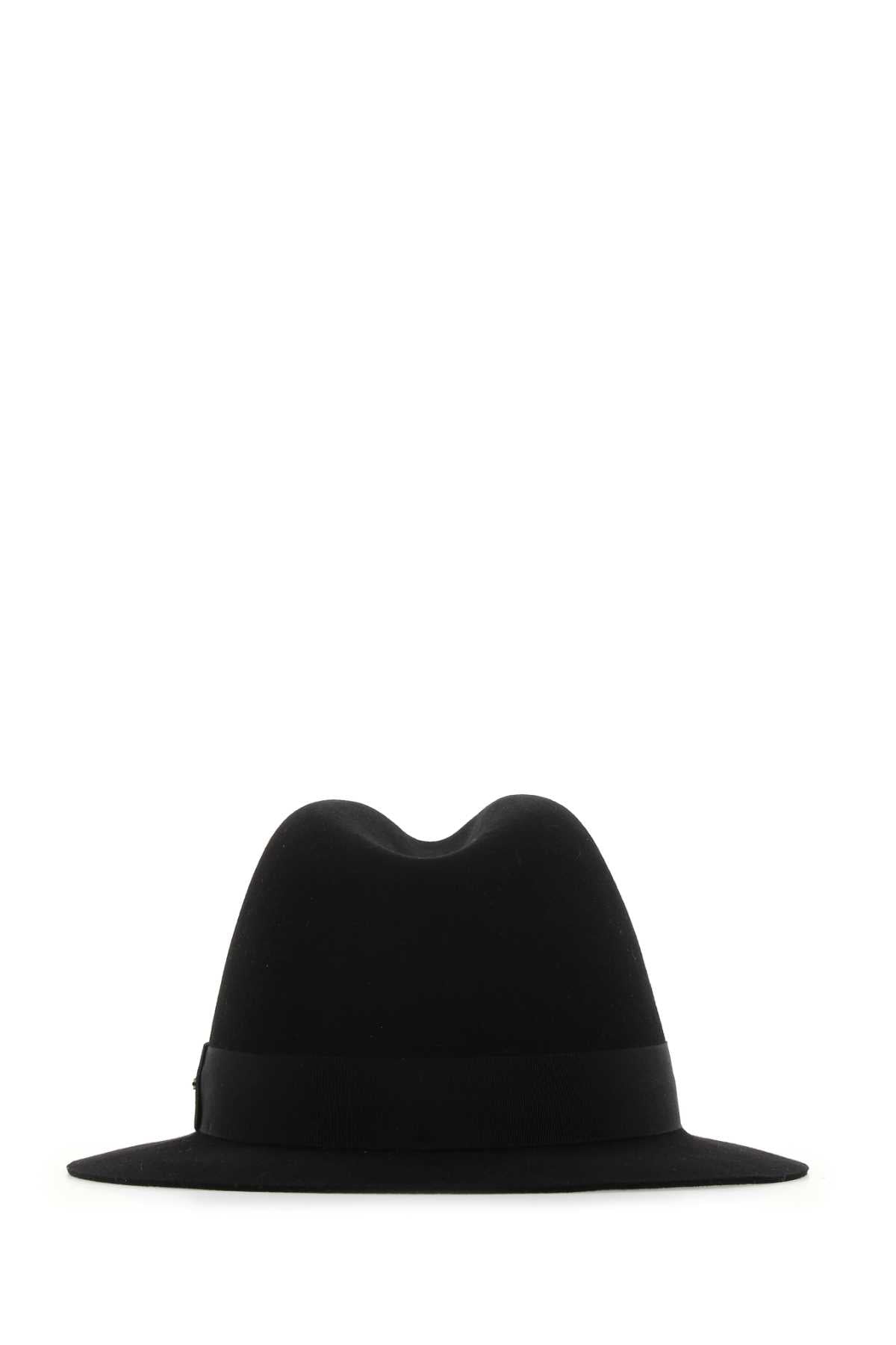 Saint Laurent Women Black Felt Fedora Hat by Luosophy