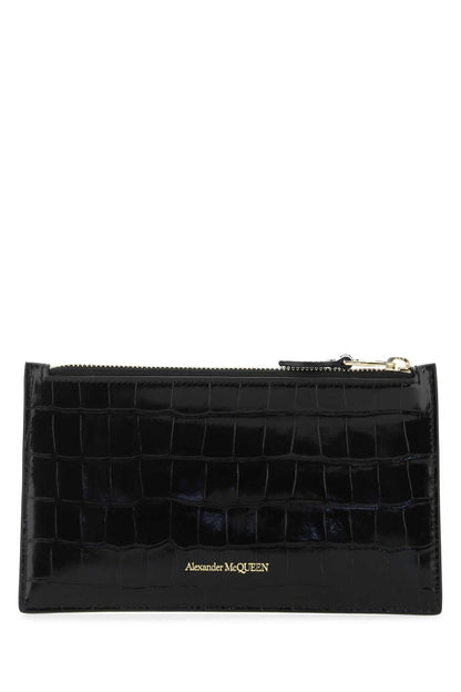 Alexander Mcqueen Women Black Leather Pouch by Luosophy