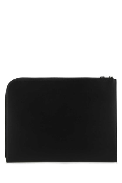 Alexander Mcqueen Men Black Leather Document Holder by Luosophy