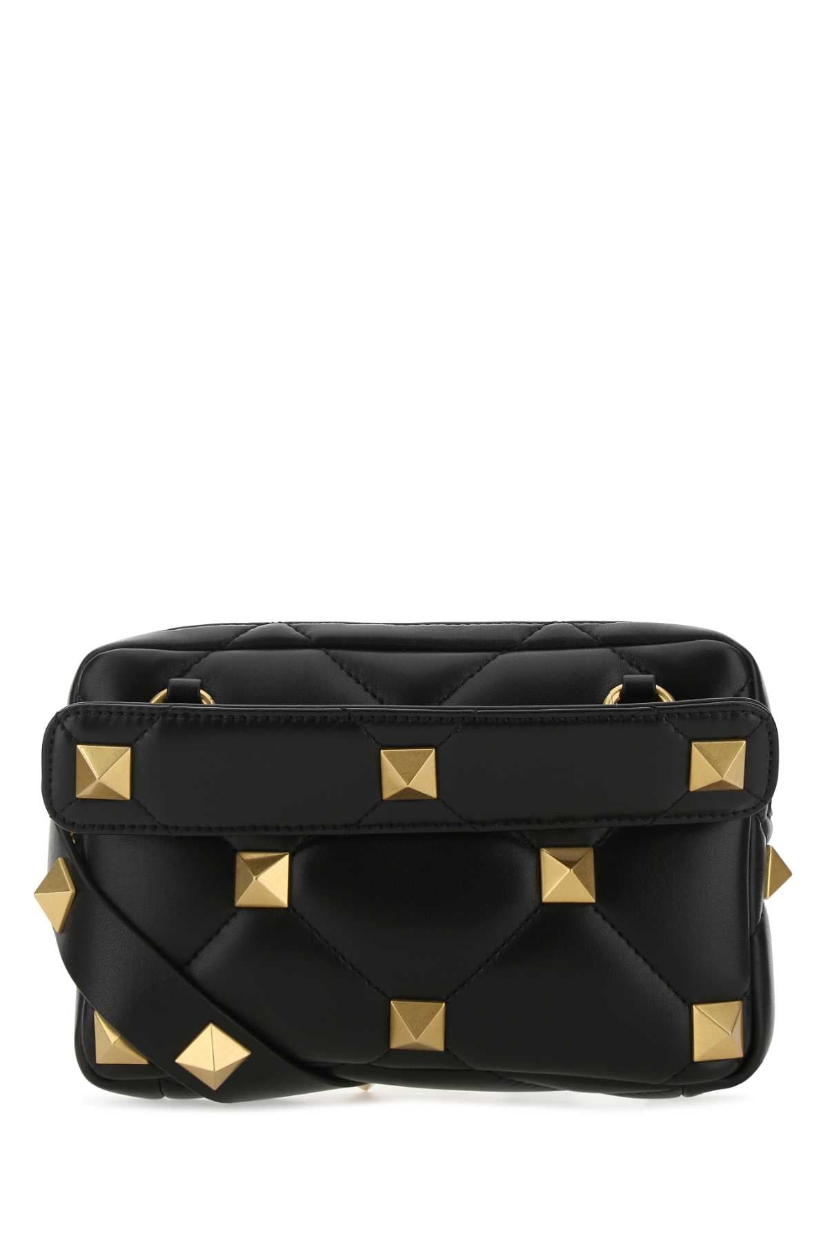 Valentino Garavani Men Black Nappa Leather Roman Stud Handbag by Luosophy