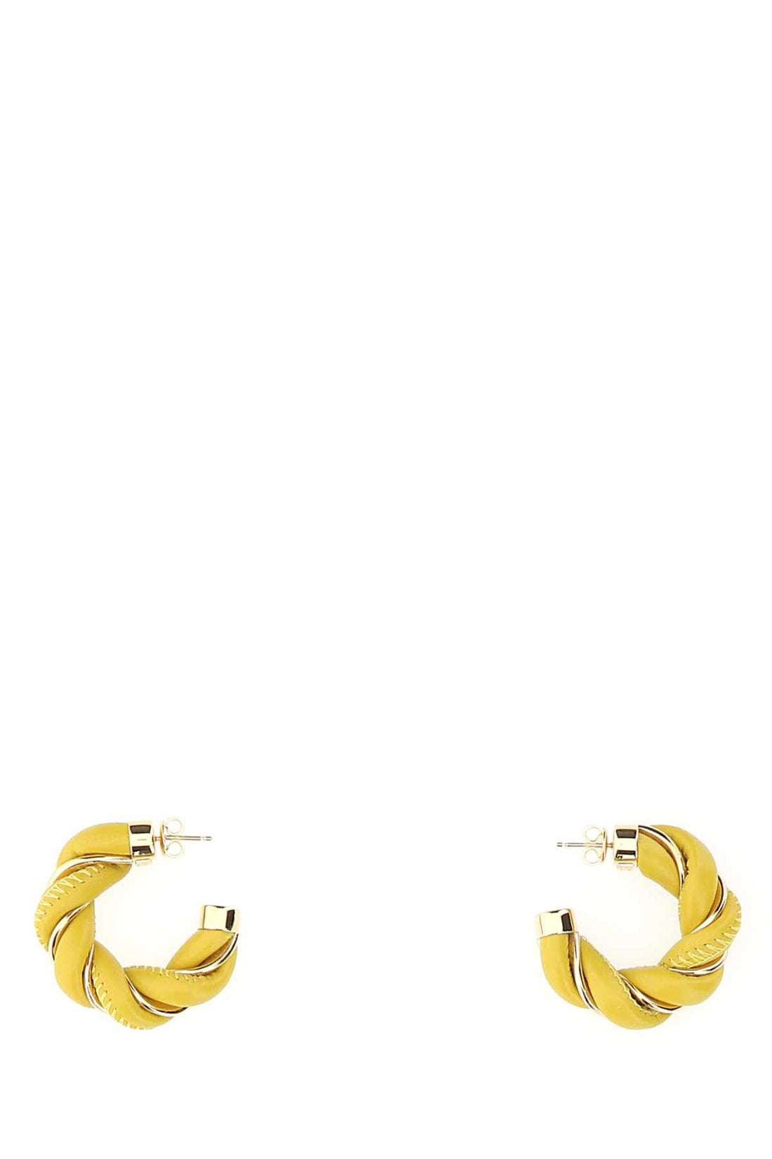 Bottega Veneta Women Yellow Nappa Leather And 925 Silver Twist Earrings by Luosophy