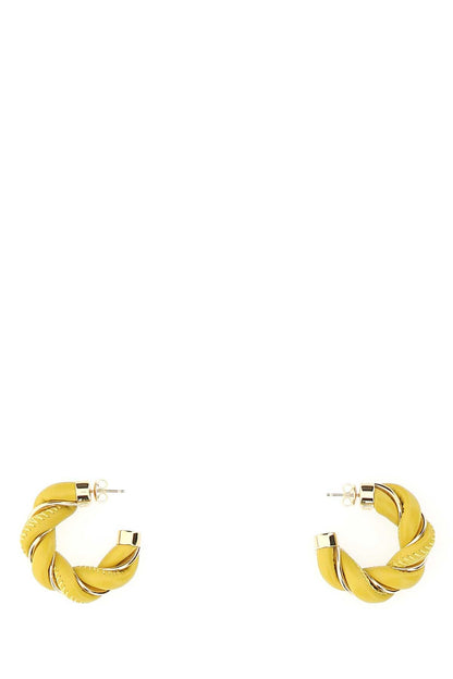 Bottega Veneta Women Yellow Nappa Leather And 925 Silver Twist Earrings by Luosophy