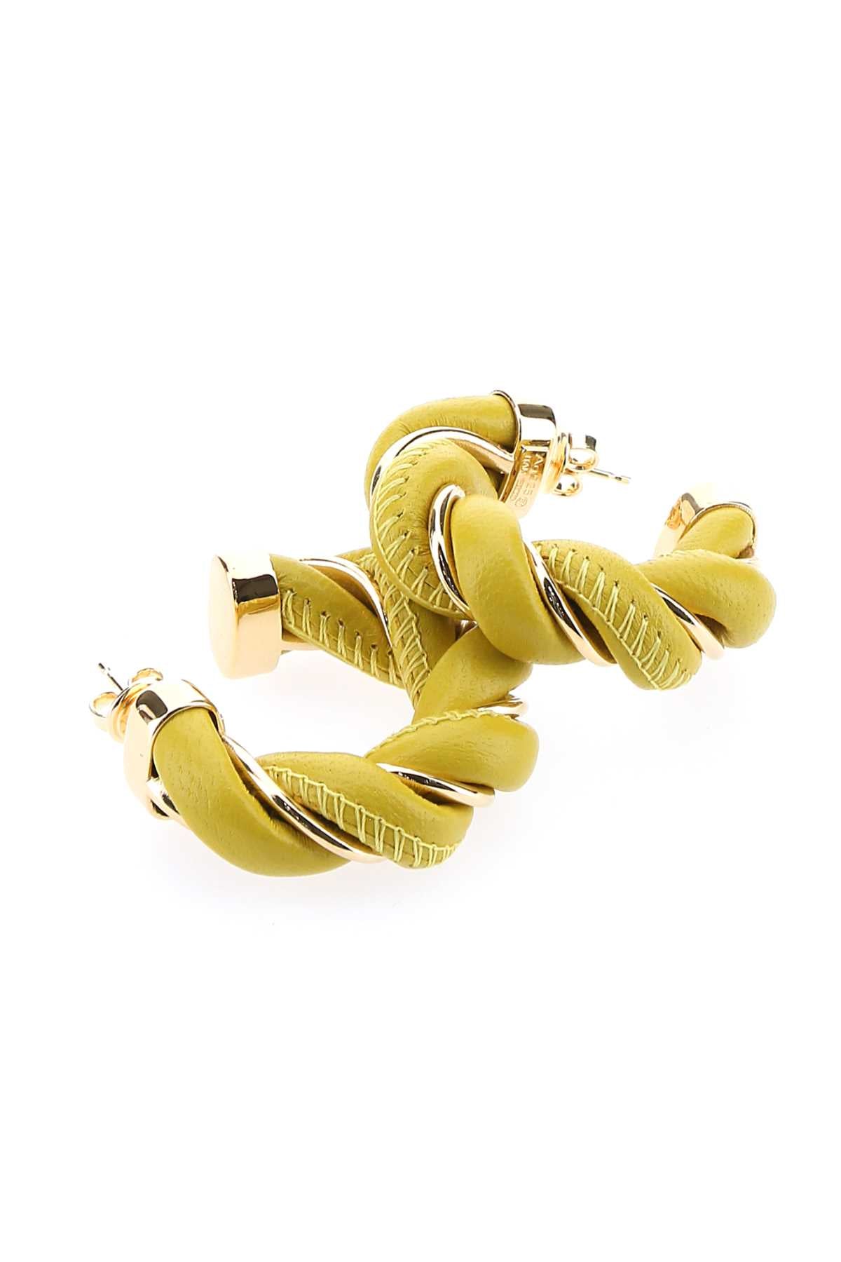 Bottega Veneta Women Yellow Nappa Leather And 925 Silver Twist Earrings by Luosophy