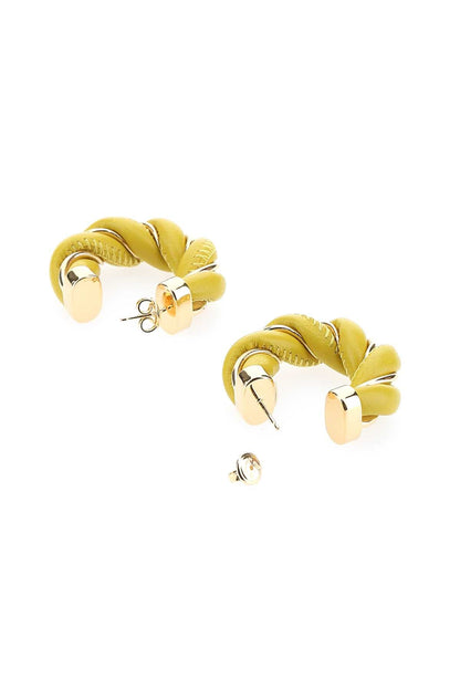 Bottega Veneta Women Yellow Nappa Leather And 925 Silver Twist Earrings by Luosophy