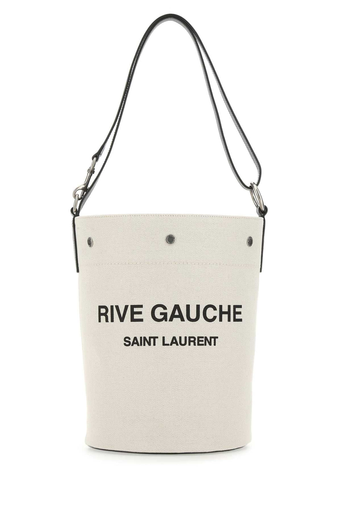 Saint Laurent Women Two-Tone Canvas And Leather Medium Rive Gauche Bucket Bag by Luosophy