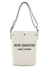 Saint Laurent Women Two-Tone Canvas And Leather Medium Rive Gauche Bucket Bag by Luosophy