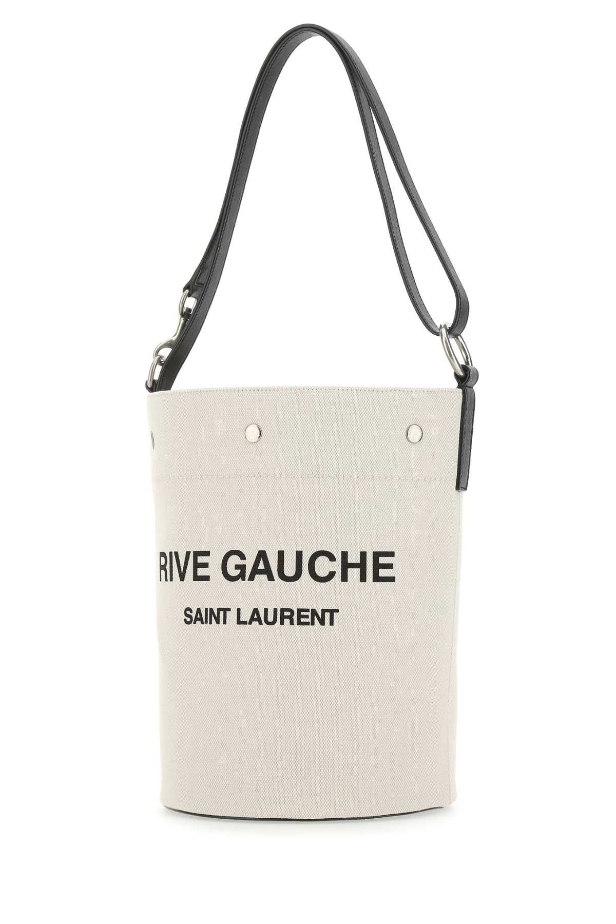 Saint Laurent Women Two-Tone Canvas And Leather Medium Rive Gauche Bucket Bag by Luosophy