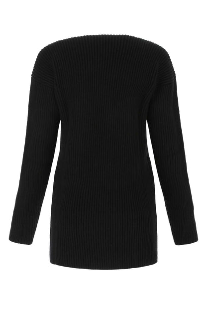 Off White Women Black Wool Sweater by Luosophy