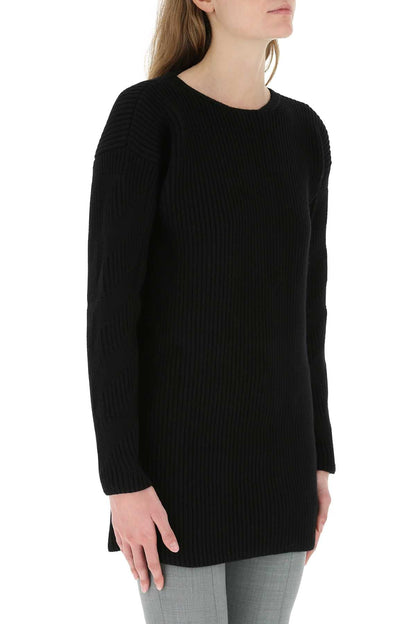 Off White Women Black Wool Sweater by Luosophy