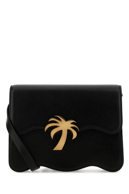 Palm Angels Women Black Leather Palm Beach Crossbody Bag by Luosophy