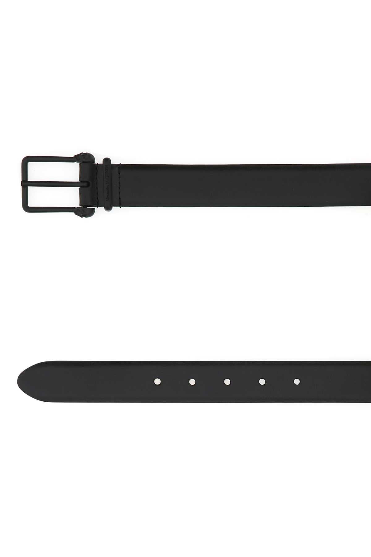 Alexander Mcqueen Men Black Leather Belt by Luosophy