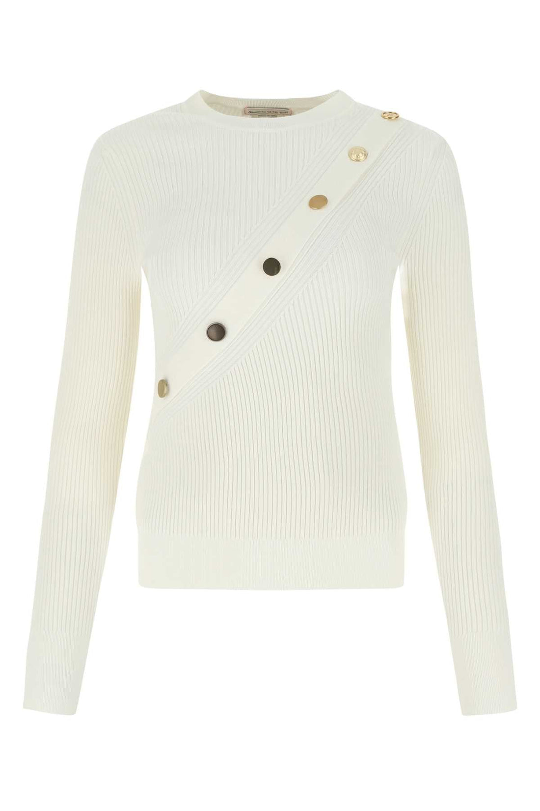 Alexander Mcqueen Women Ivory Stretch Viscose Sweater by Luosophy