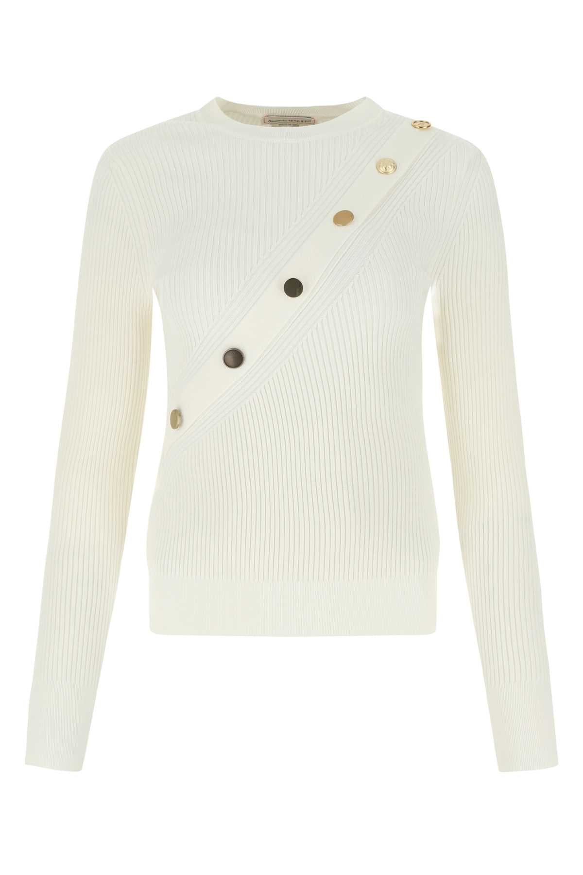Alexander Mcqueen Women Ivory Stretch Viscose Sweater by Luosophy