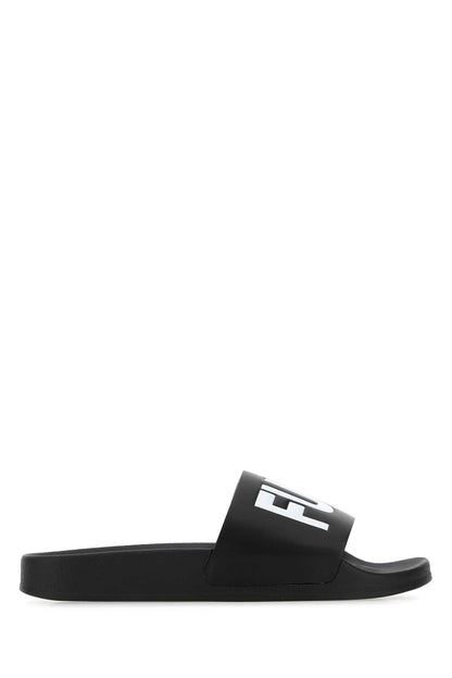 Vtmnts Men Black Rubber Slippers by Luosophy