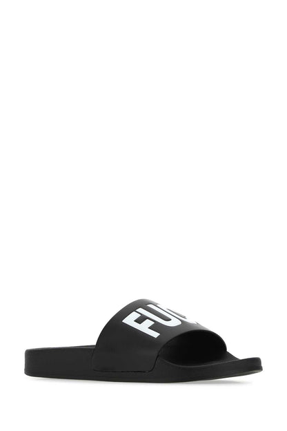 Vtmnts Men Black Rubber Slippers by Luosophy