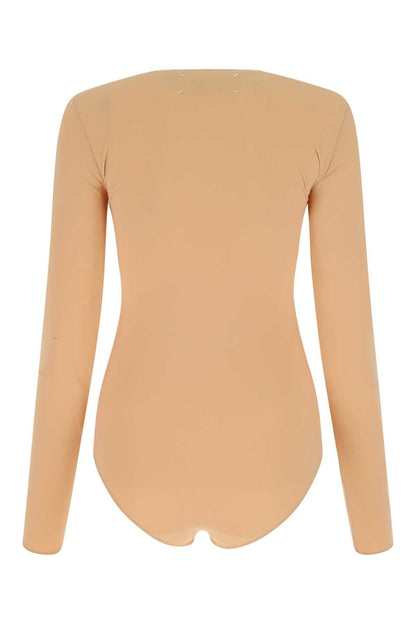 Maison Margiela Women Skin Pink Stretch Nylon Bodysuit