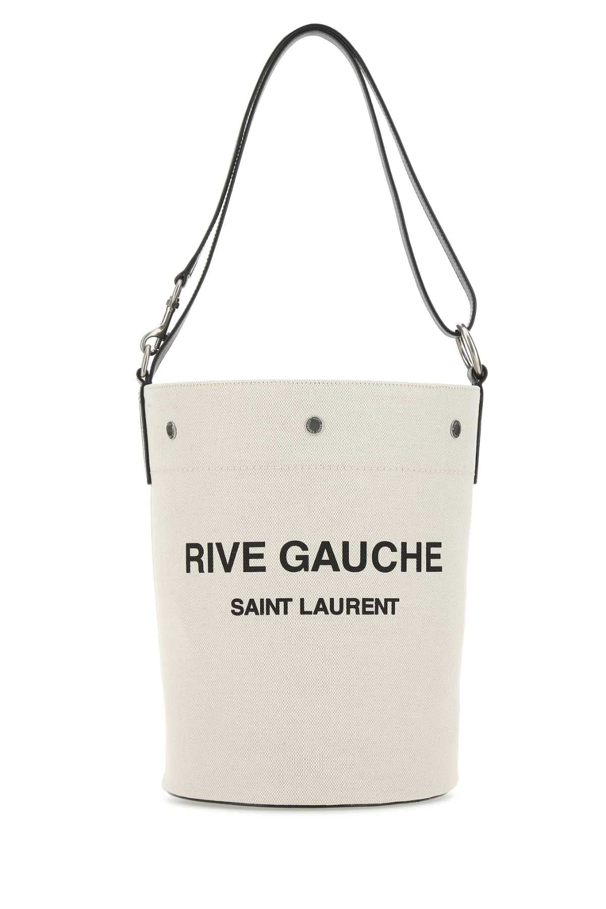 Saint Laurent Men Ivory Canvas Rive Gauche Bucket Bag by Luosophy