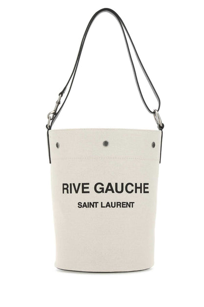 Saint Laurent Men Ivory Canvas Rive Gauche Bucket Bag by Luosophy