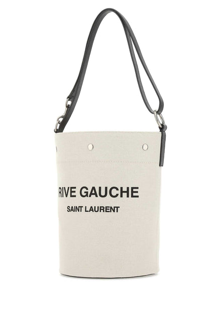 Saint Laurent Men Ivory Canvas Rive Gauche Bucket Bag by Luosophy