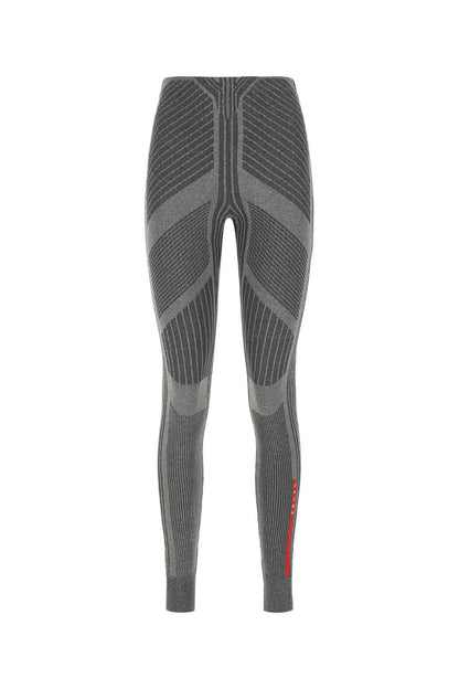 Prada Women Grey Stretch Polyester Blend Leggings