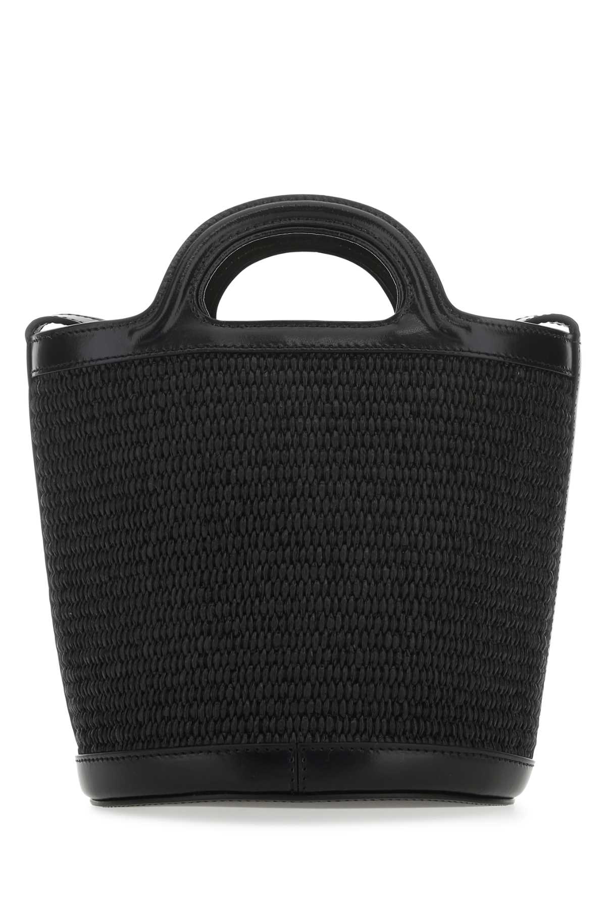 Marni Women Black Leather And Raffia Tropicalia Bucket Bag by Luosophy
