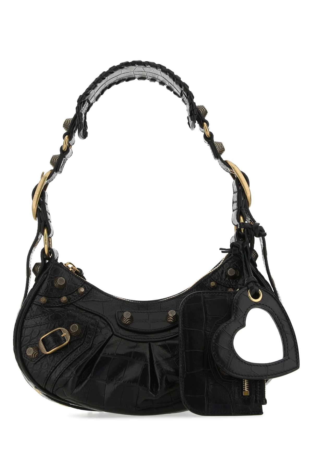 Balenciaga Women Black Leather Le Cagole Xs Shoulder Bag by Luosophy