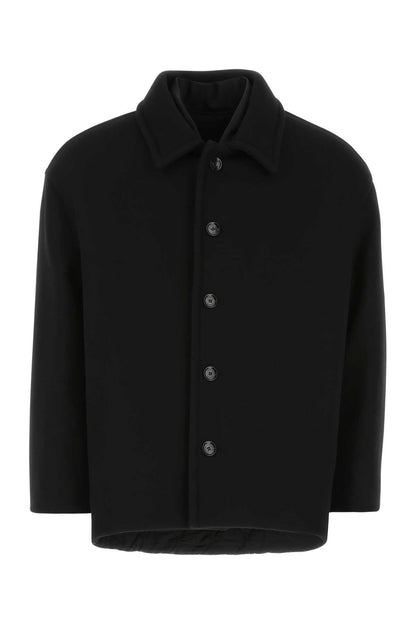 Valentino Garavani Men Black Wool Blend Coat