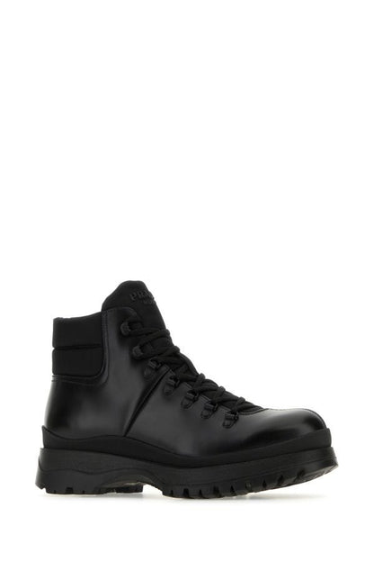 Prada Men Re-Nylon And Leather Brixxen Ankle Boots by Luosophy