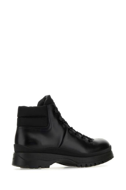 Prada Men Re-Nylon And Leather Brixxen Ankle Boots by Luosophy
