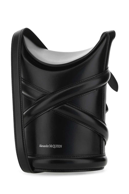 Alexander Mcqueen Women Black Leather The Curve Bucket Bag by Luosophy