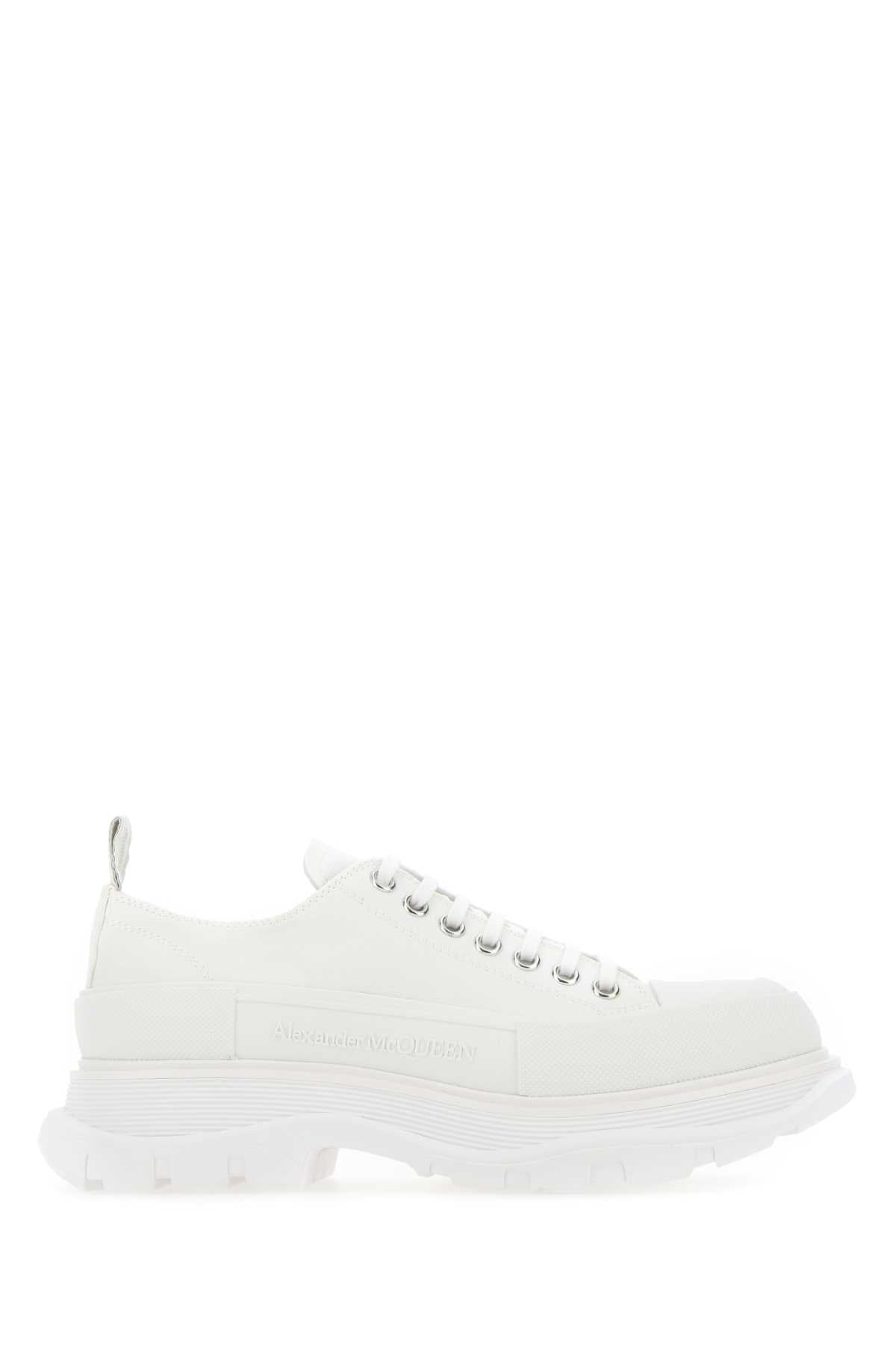 Alexander Mcqueen Men White Canvas Tread Slick Sneakers by Luosophy