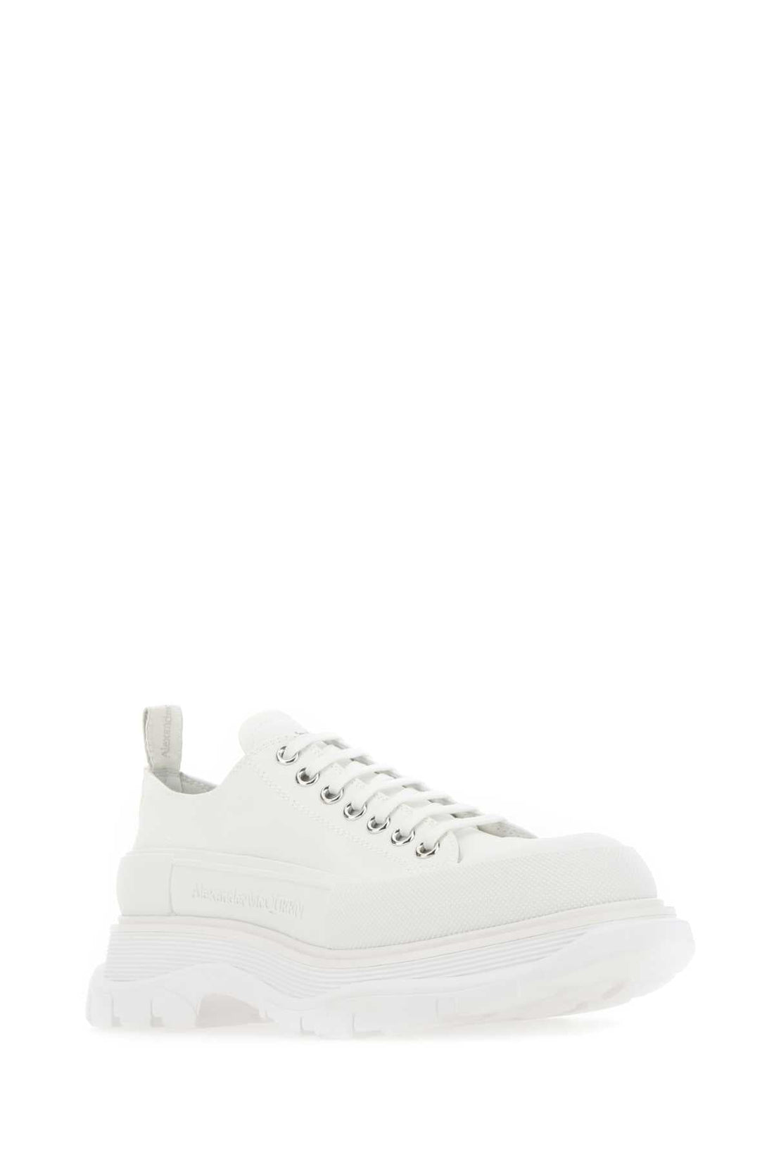 Alexander Mcqueen Men White Canvas Tread Slick Sneakers by Luosophy