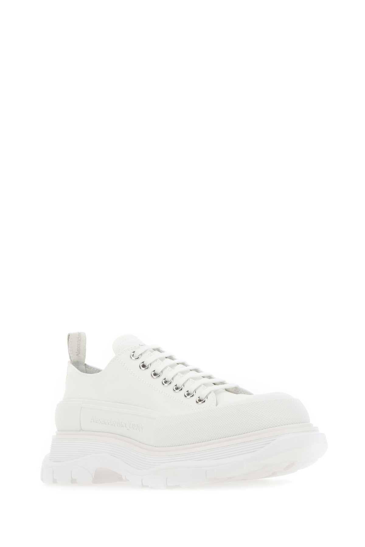 Alexander Mcqueen Men White Canvas Tread Slick Sneakers by Luosophy