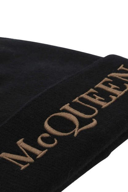 Alexander Mcqueen Men Black Cashmere Beanie Hat by Luosophy