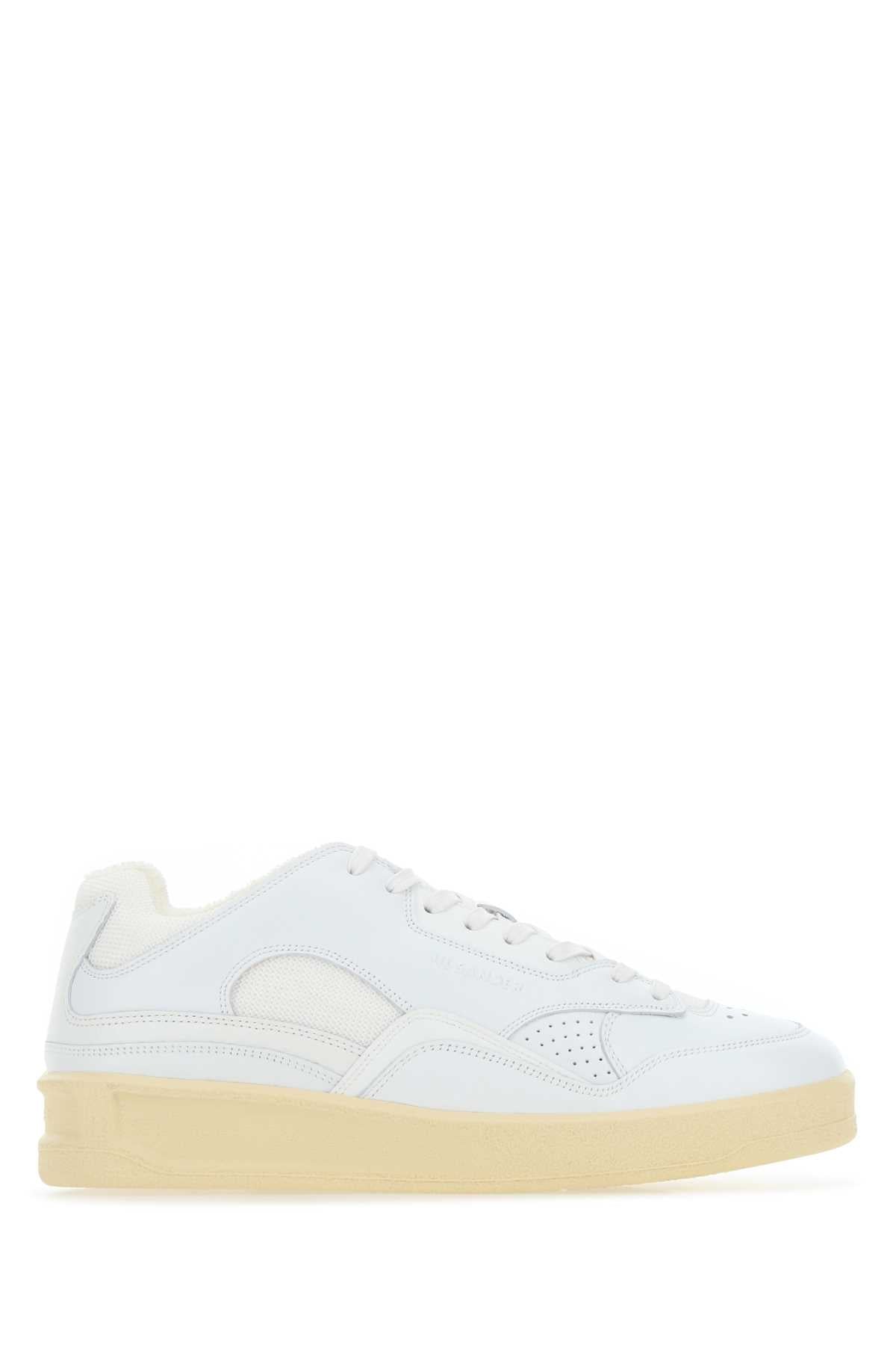 Jil Sander Women White Leather And Fabric Basket Sneakers by Luosophy