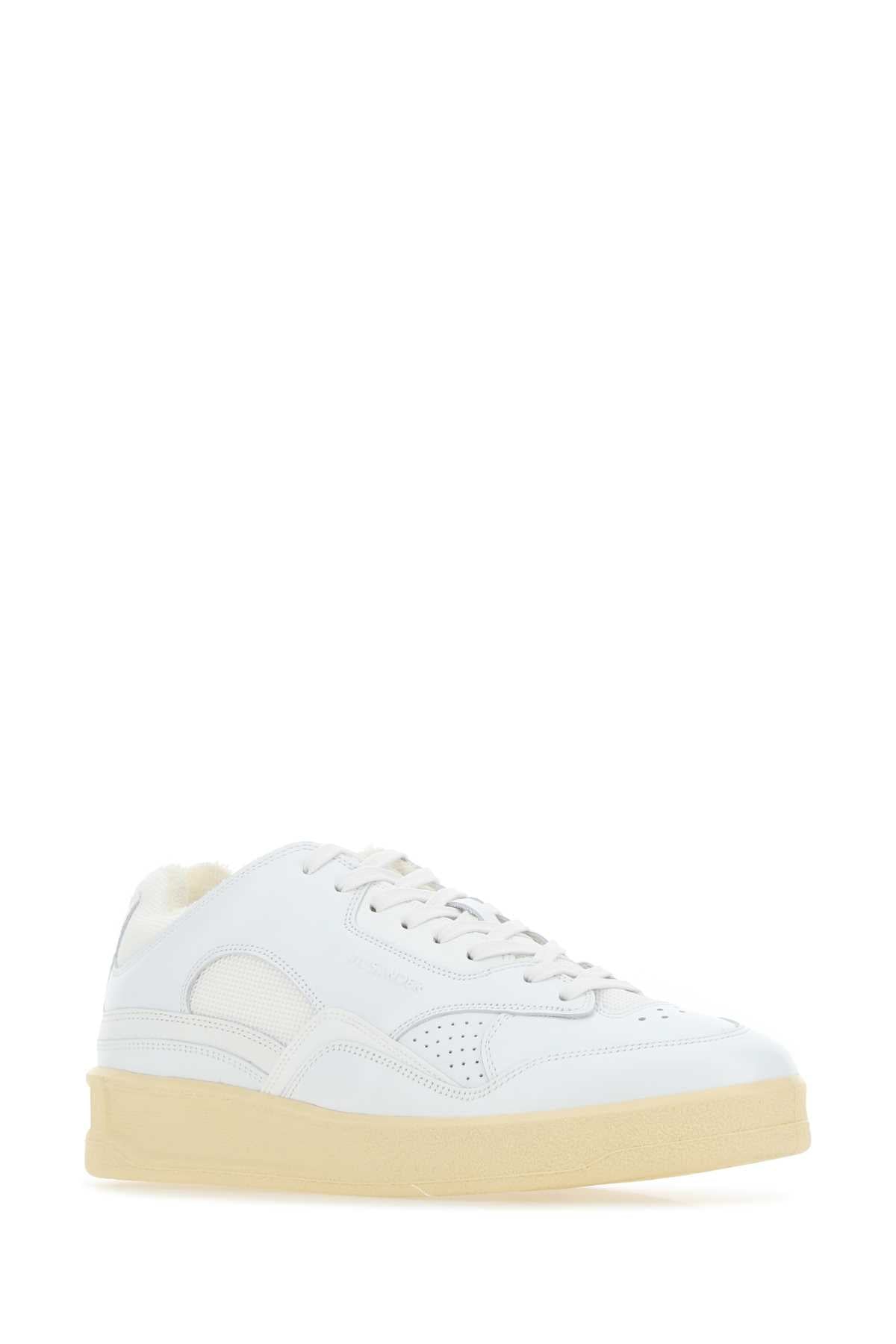 Jil Sander Women White Leather And Fabric Basket Sneakers by Luosophy