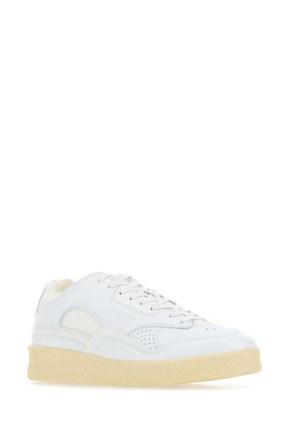 Jil Sander Women White Leather And Fabric Basket Sneakers by Luosophy