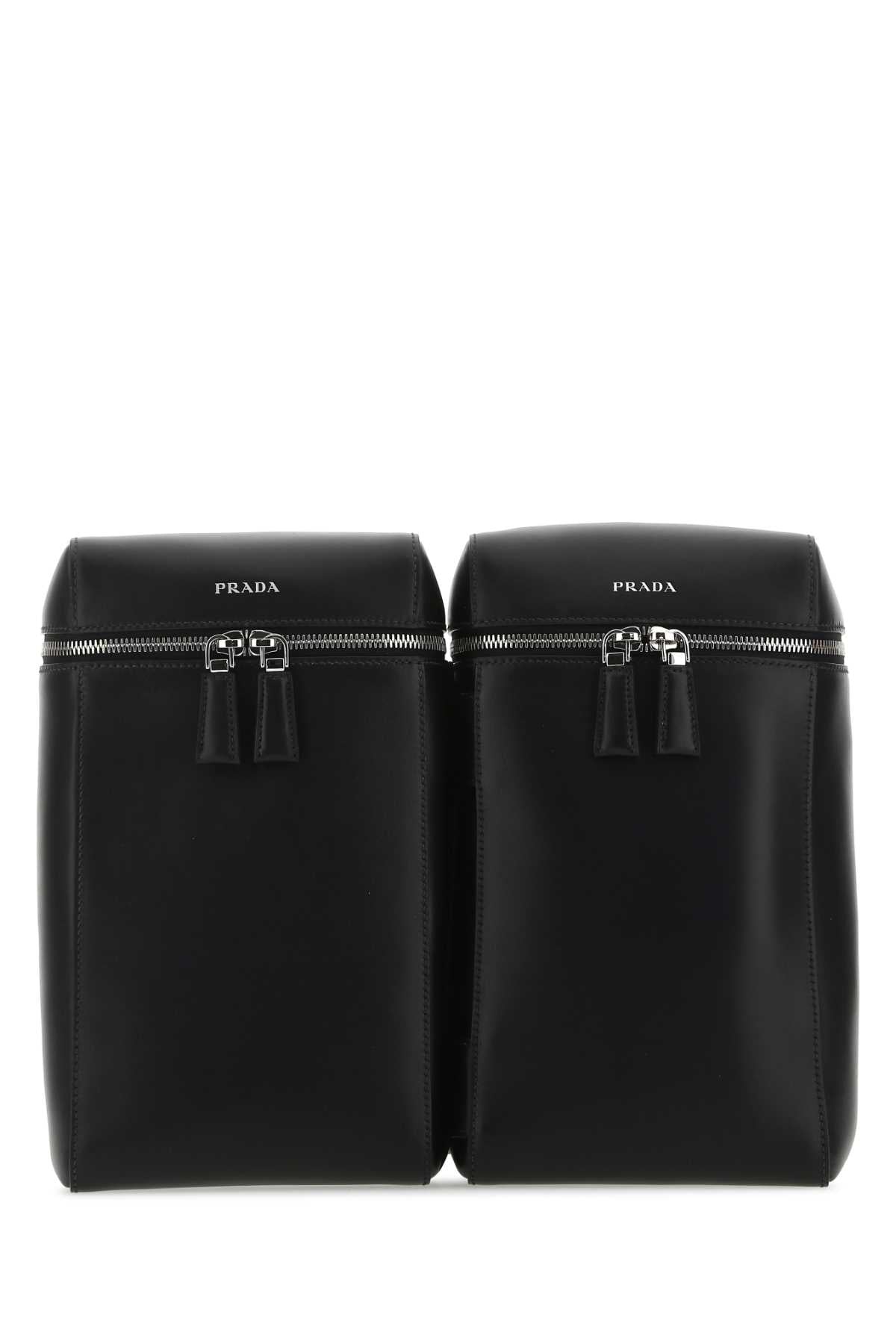 Prada Men Black Leather Backpack by Luosophy