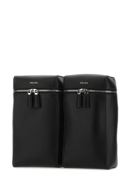 Prada Men Black Leather Backpack by Luosophy