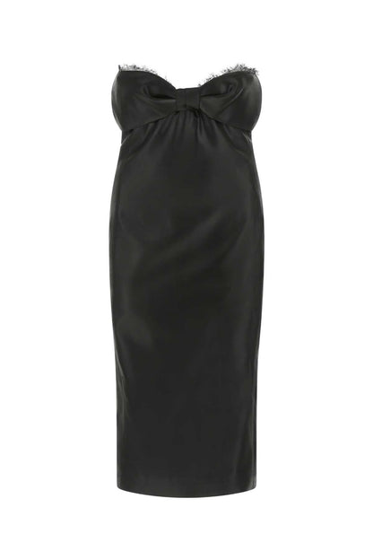 Saint Laurent Women Black Satin Dress by Luosophy