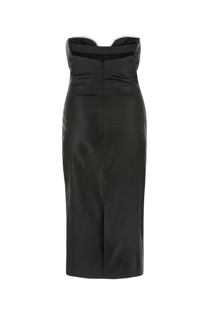 Saint Laurent Women Black Satin Dress by Luosophy